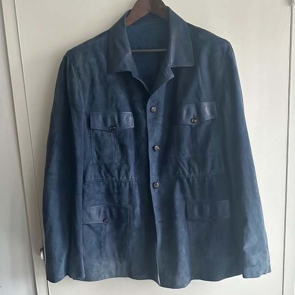 Cifonelli Other - Cifonelli Leather and Suede Patina Safari Jacket